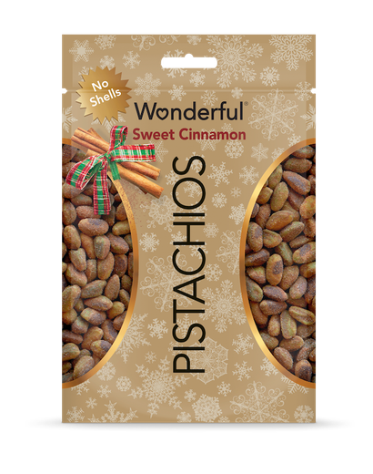 Brown package of Wonderful Sweet Cinnamon Pistachios