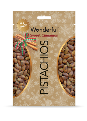 Brown package of Wonderful Sweet Cinnamon Pistachios